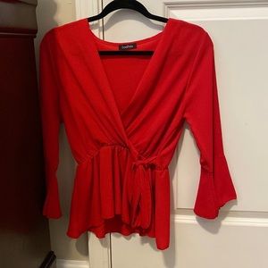 Red shirt with mid length sleeves